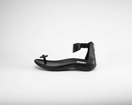 black toa leather sandal side view