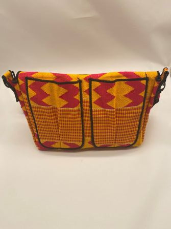 back of Kente pink crossbody bag 