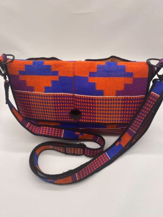 Kente purple crossbody bag upper view