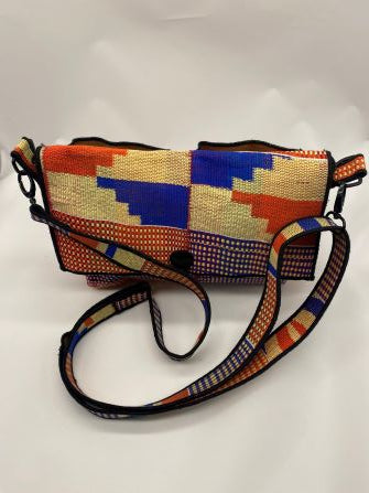 Kente orange crossbody bag upper view