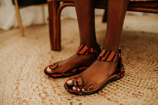 toa button kente print sandal