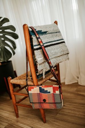 Kente orange crossbody bag front view