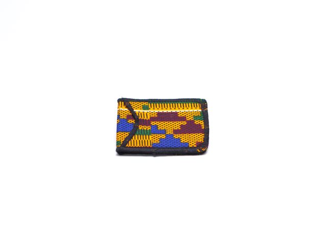 Red kente print mini wallet side view