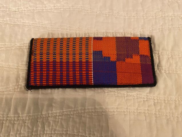 Purple  Kente woven big wallet top view